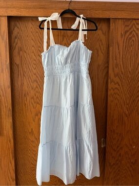 Trixxi by Francesca’s Light Blue and White Striped Sundress